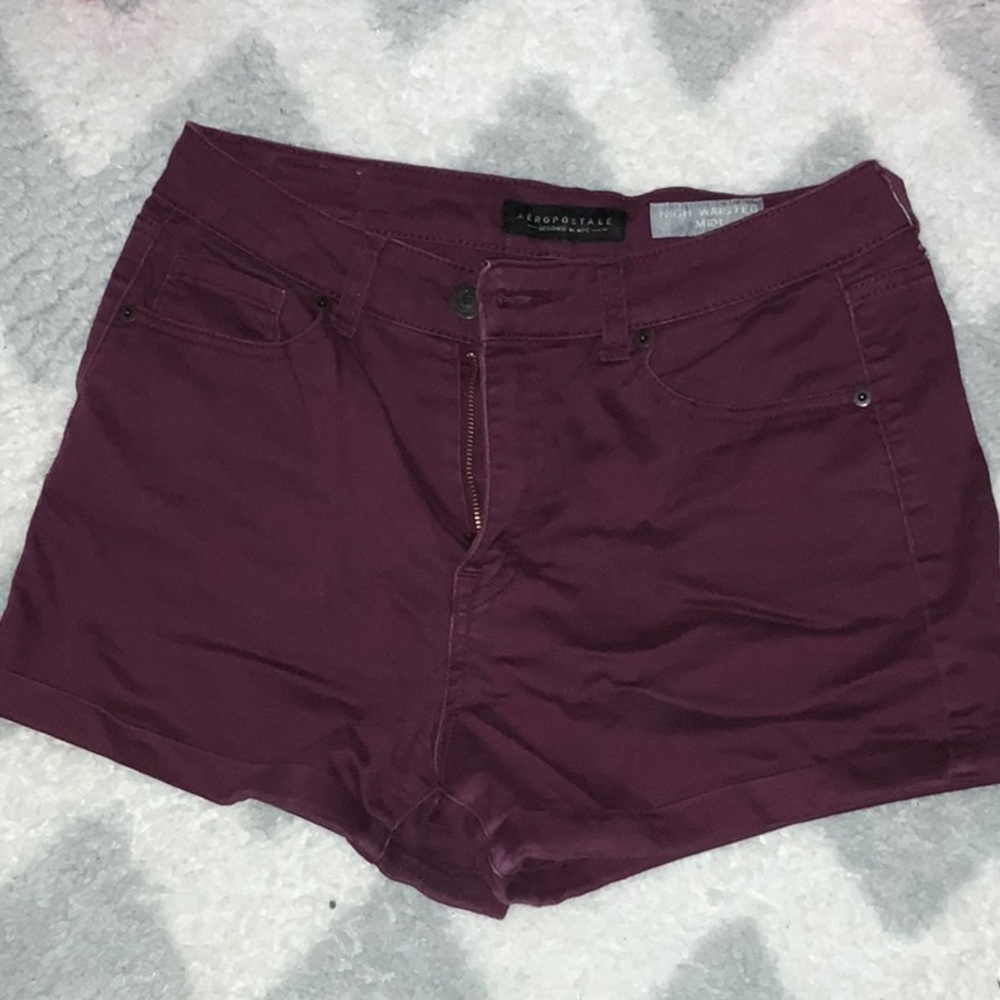Maroon high waisted shorts